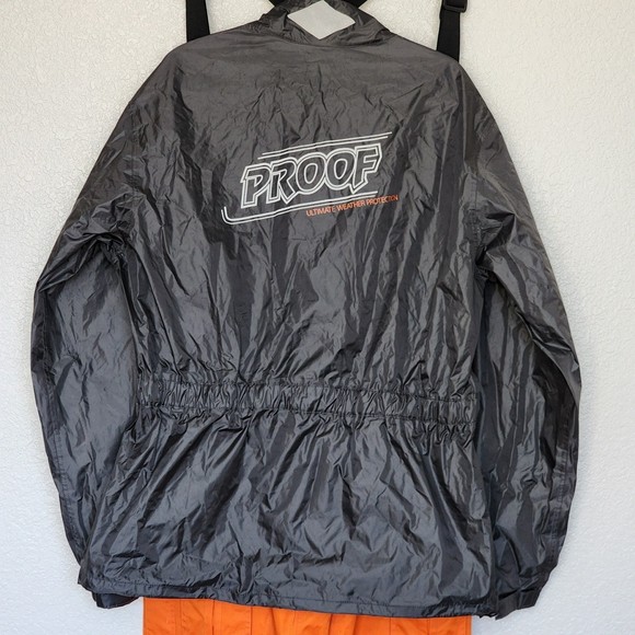 Icon Motorcycle Rain Jacket Trousers Set Orange XL Gray Waterproof Riding Suit - Picture 6 of 12